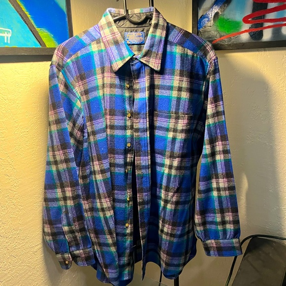 Vintage plaid wool pendleton shirt - Picture 1 of 3